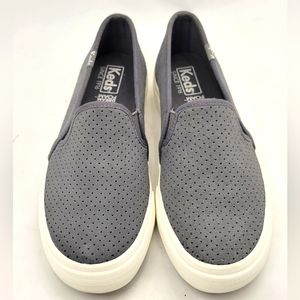 Keds Womens Double Decker Slip On Sneakers Gray Perforated Suede Size 6